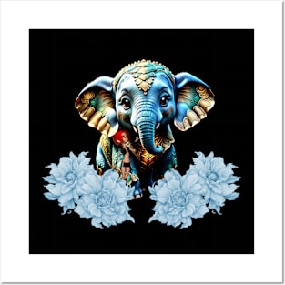 Cute little elephant with fairy Posters and Art